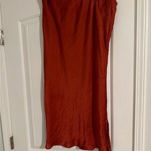 Satin Rust Midi Skirt